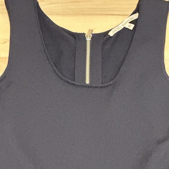Rachel Roy Women XL Fit Flare Dress Knit TankFlutter Hem Navy Blue White Hem - Picture 3 of 8
